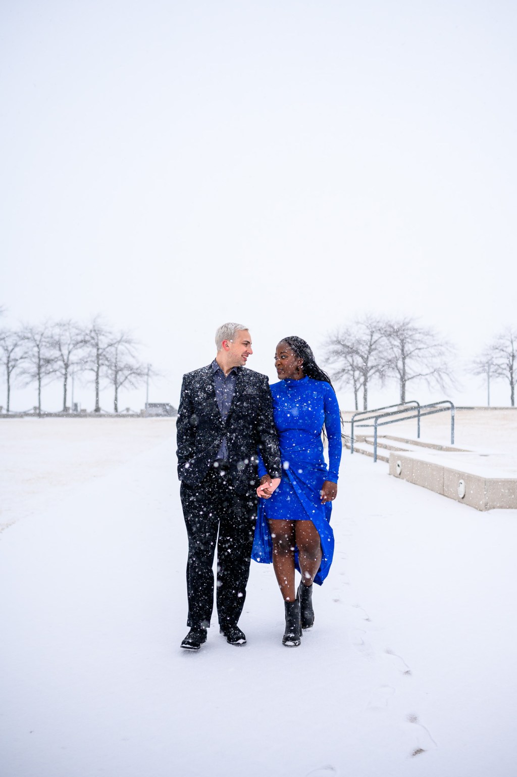 A Snowy Cleveland Engagement Session at Voinovich&nbsp;Park